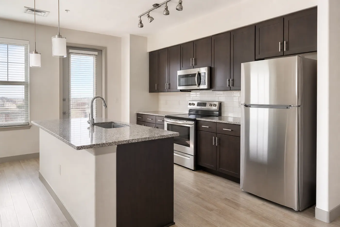 Empty Dallas kitchen after move-out cleaning
